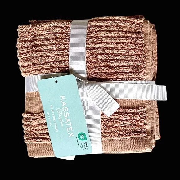 Kassatex 4 Pc Cotton Washcloth Set NEW WITH TAGS