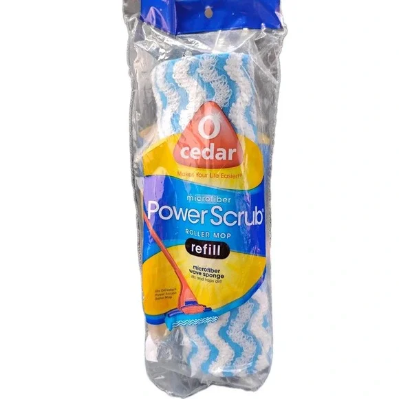 O-Cedar Microfiber Wave Sponge Refill Power Scrub‎ Roller Mop lifts, traps dirt
