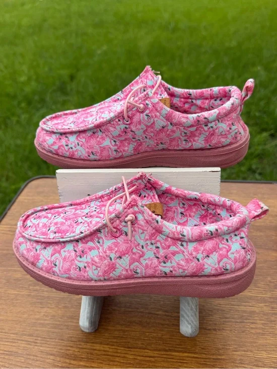 Simply Southern Flamingo Casual Shoes Girls Size 2 Pink Slip On