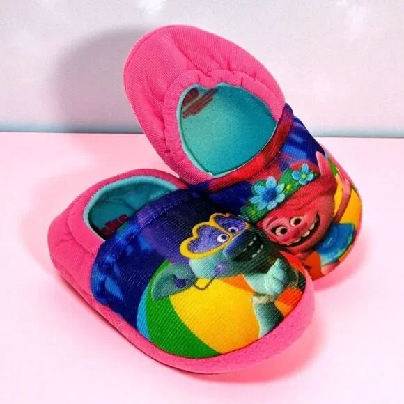 Trolls World Tour Girls Pink Slippers - Size 9/10