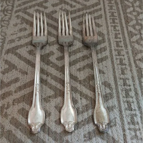 VTG International Silver Co Set of 3 Dinner Forks Unpolished 7.1/4