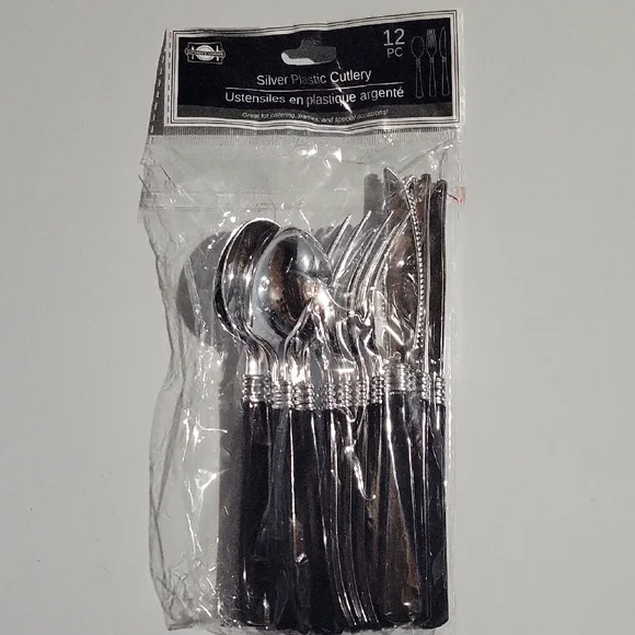 Silver Plastic Cutlery Set