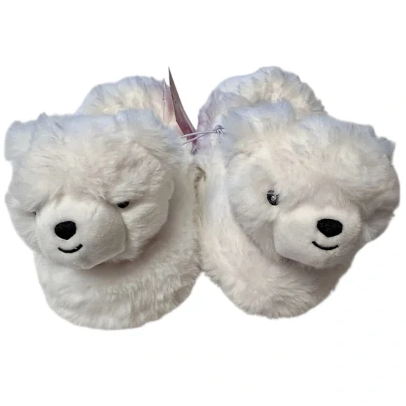 NWT Wondershop Holiday Cozy Comfy White Polar Bear Slippers Toddler Size M 7T 8T