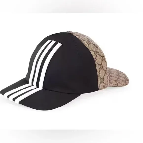 Gucci x Adidas Collab 3 Stripe Gg Monogram Supreme Double Sided Hat NWT Small