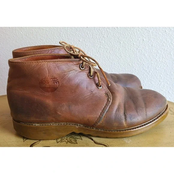 Timberland US 9 American Workwear Brown Leather Lace Up Chukka Boots‎ Vintage