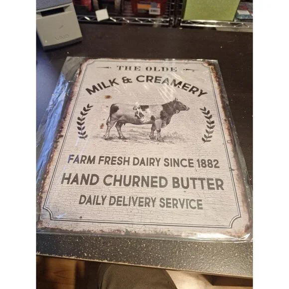 The Olde Milk & Creamery Metal Tin Sign 10.5