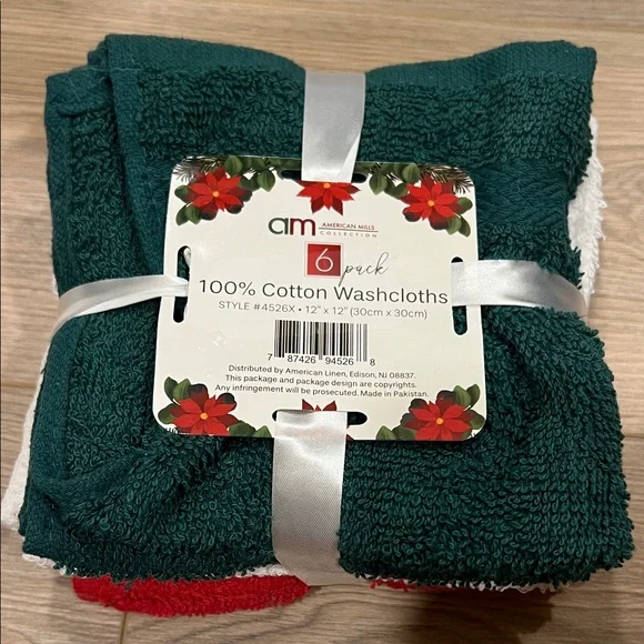 American Mills 6-Pack 100% Cotton Washcloths - Deep Green