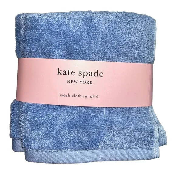Kate Spade Washcloths Dusty Blue Set of 4 NWT