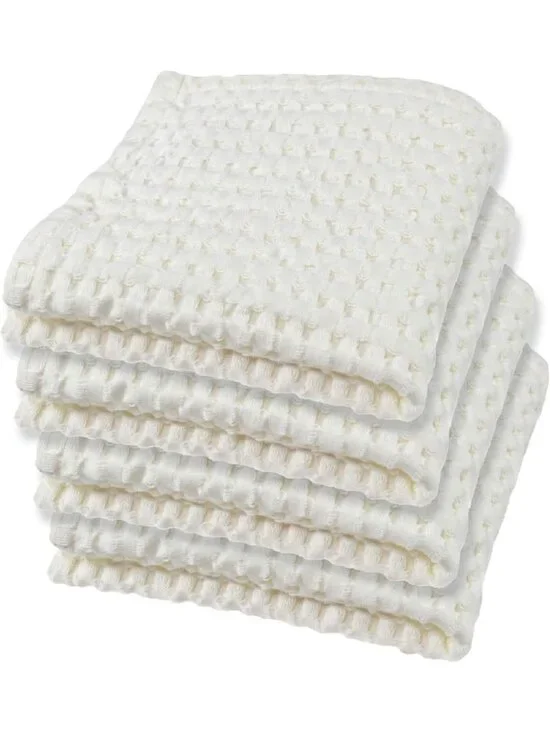 Soft Waffle Bath Towels & Wash Cloths Set of 4 - Quick Dry, Exfoliating, Modern