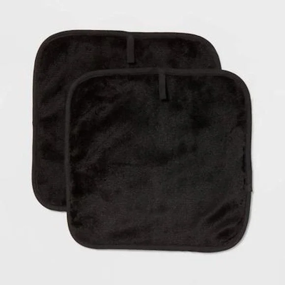 Room Essentials 2pk Makeup Washcloths Dark Gray NEW