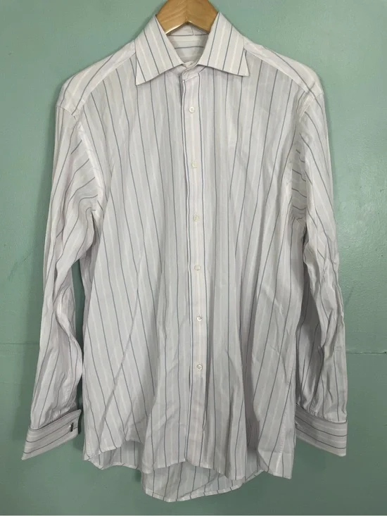 GUCCI Button Down Long Sleeve Shirt Men Size 39/15.5” Striped Light Pink Flawed