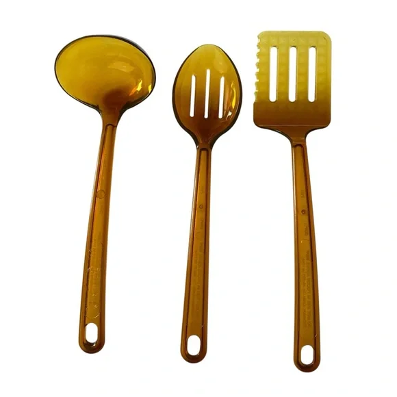 Vintage Lot of 3 UltraTemp Amber Kitchen Utensils Robinson Knife Co Made in USA