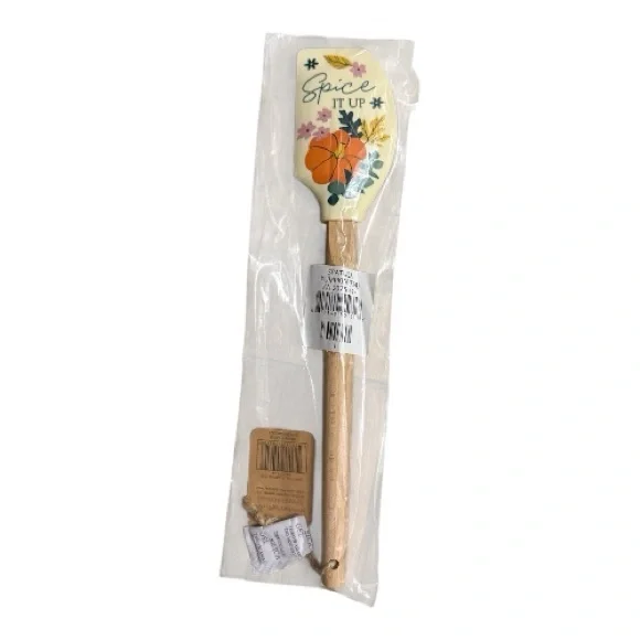 Floral Silicone Spatula with Wooden Handle