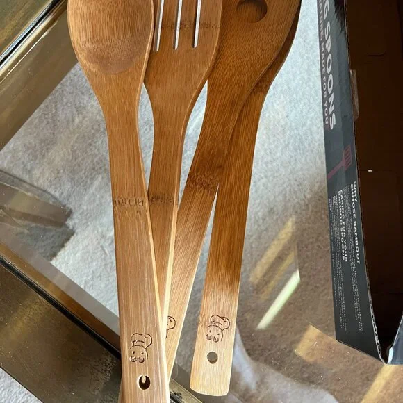 Bamboo Cooking Spoons Eco Friendly Kitchen Utensils (Set‎ of 4/ new)