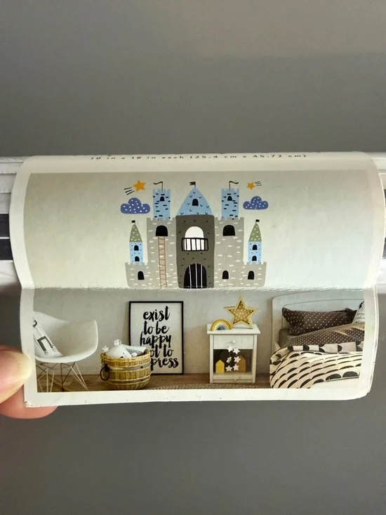 Removable Wall Art Castle Sticker - Blue, Gray, Yellow