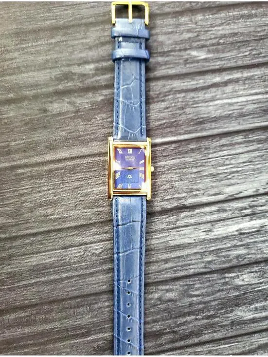 Rare Men's Gold Tank Watch Seiko Blue‎ Dial New Mvt & Batt