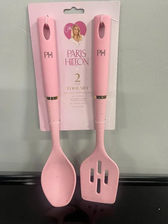 Paris Hilton Pink Silicone Spoon & Turner Set 2pc New