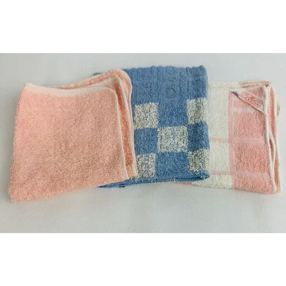 Vintage Cannon Cotton Wash Cloths Lot‎ of 3 Bathroom Made In USA Textured NWOT
