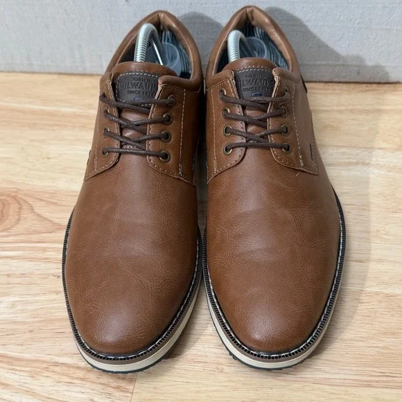 Nunn‎ Bush Hyde II Plain Toe Men's Wide Cognac Tie Size 9.5 W