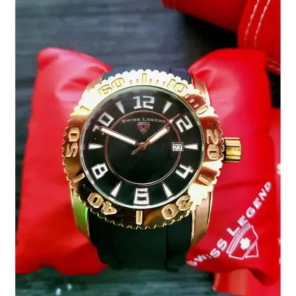 Rare Vintage Swiss Legend‎ Commander Mens Dive Watch In Box