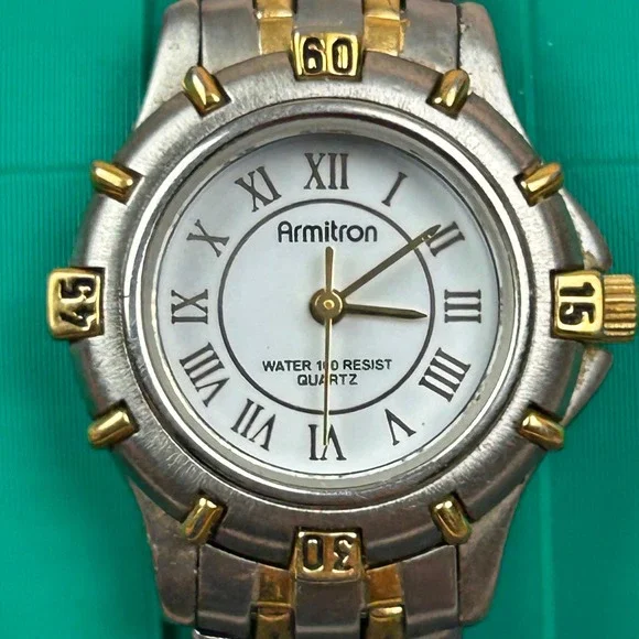 Armitron Two Tone Quartz Watch White‎ Roman Numeral Dial 25/6017T