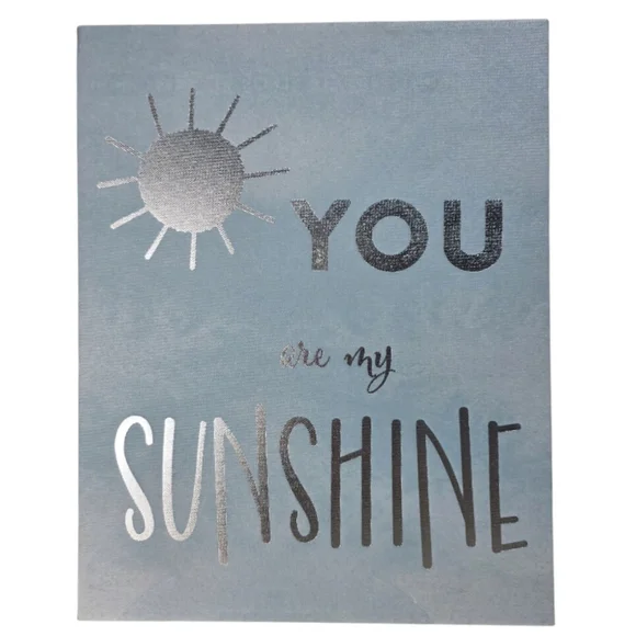 3/$15 🔴 Sale Wall Art Home Decor In Silver and Blue 'You Are My Sunshine'