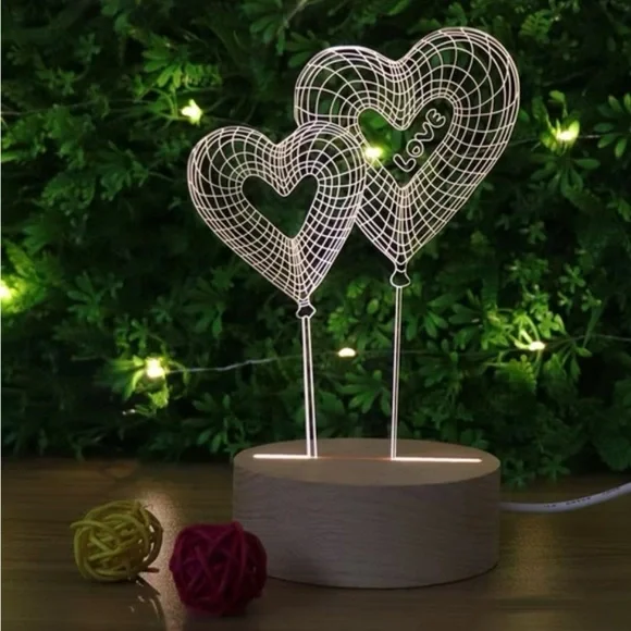Heart-Shaped LED Light Decor with Love Design
