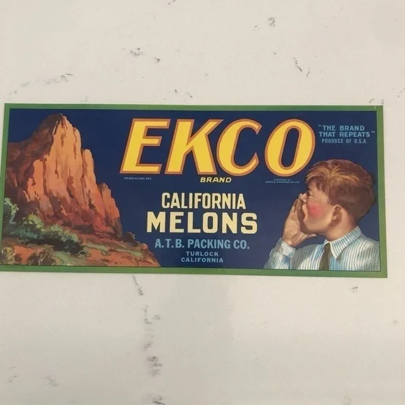 VTG Ekco Brand Cantaloupes Crate Label - California
