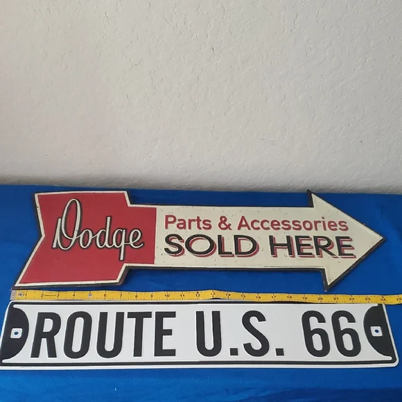 Dodge Parts & Accessories Sign and Route 66 Plate