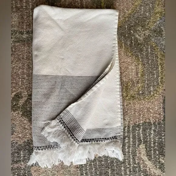 Hearth & Hand Striped Frayed Edging With Ticking Striped Edge 3 Wash Cloths