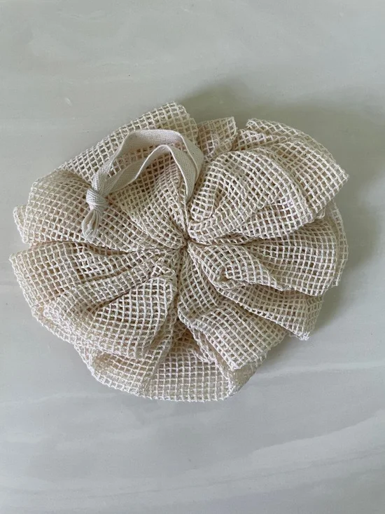 Neutral Beige Mesh Bath Pouf*