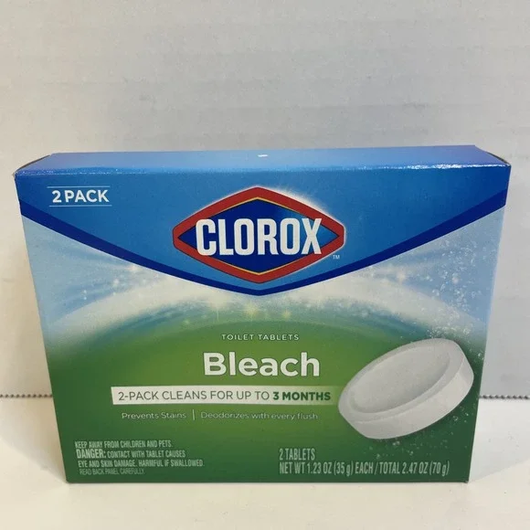 Clorox Bleach Toilet Tablets, 2-Pack, Cleans Up to 3‎ Months, Stain Prevention