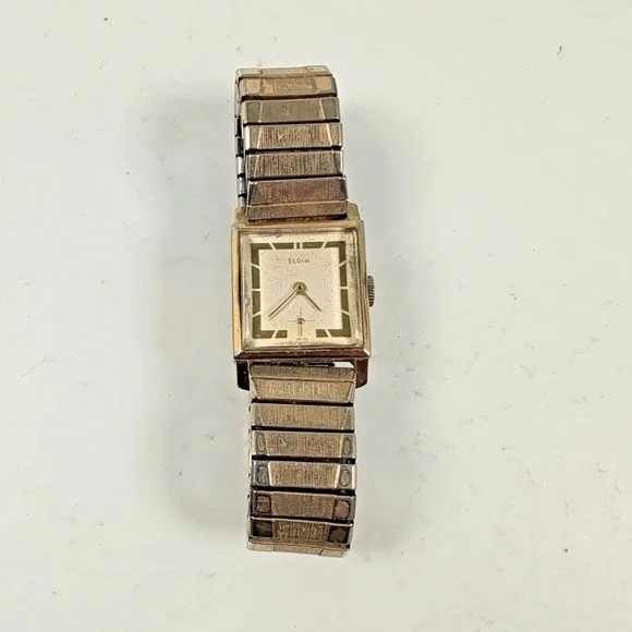 Vintage Elgin Mens Square Watch 10K RGP Swiss Sub Second Mechanical Speidel