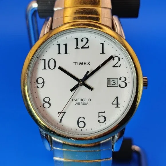 Vintage‎ 2004 Timex Indiglo Easy Reader Date 35mm Two Tone Mens Quartz Watch