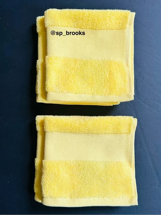 🎁4PC LAUREN Ralph Lauren Wescott Wash Cloth Set - Canary Yellow Cotton Towels