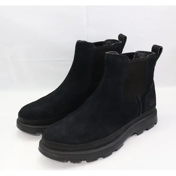 UGG CHELSEA MEN BOOTS LEATHER Black Size 7 / UK 6 / EU 40 / JP 25