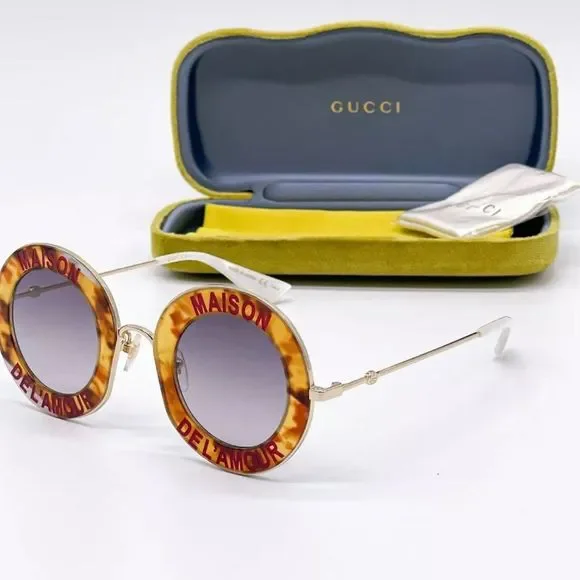 Sale! New Gucci Unisex 44mm Gold and Brown Sunglasses!