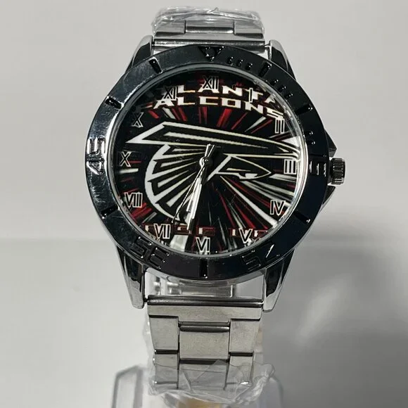 Atlanta Falcons NFL Team Logo Men's Stainless-Steel Silver Watch NEW