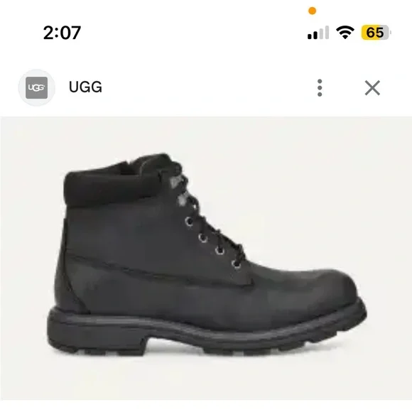 UGG MEN'S BILTMORE WORK WINTER LEATHER ANKLE BOOTS BLACK Size 12