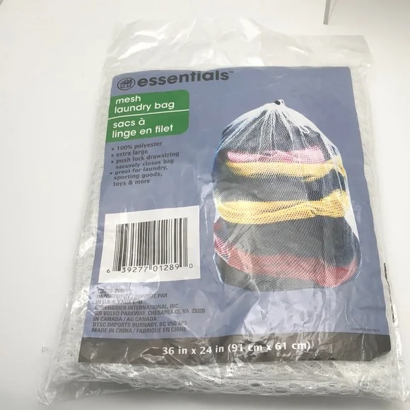Laundry Bag Mesh 36”x24” White Extra Large Push Lock Drawstring Securely Closes