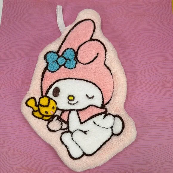 My Melody Plush Washcloth Sanrio Pink Yellow Bow Kawaii Cute Face Towel