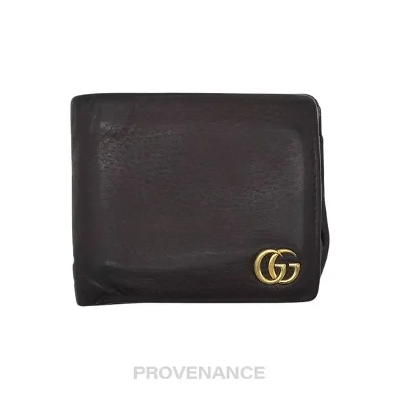 🔴 Gucci GG Marmont Bifold Wallet - Dark Chocolate Leather