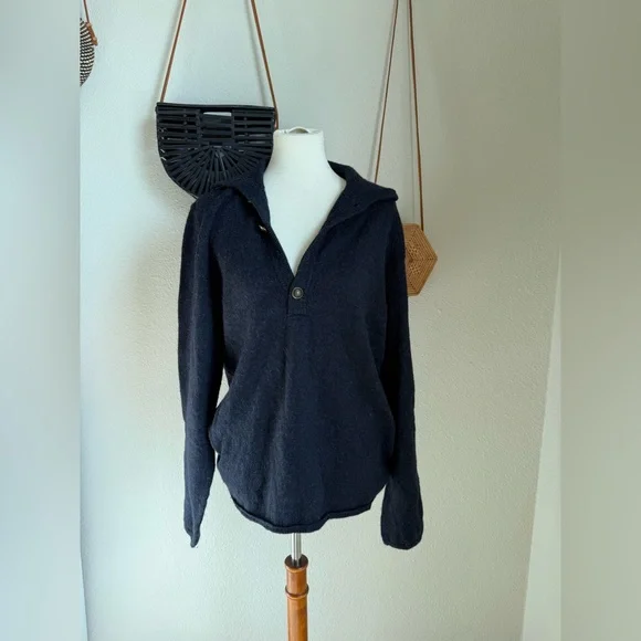 Gucci Navy Blue Alpaca Wool Knit Sweater, Size XL