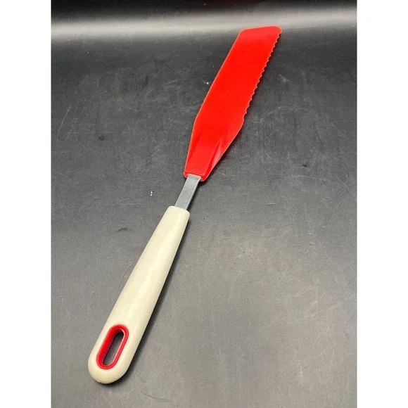 Vtg Bonny USA‎ Red Nylon White Handle Cake Spatula Froster Server 12.25