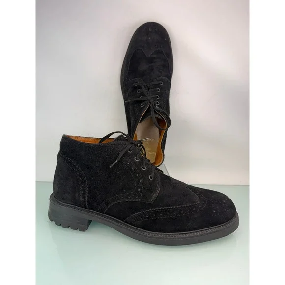 Vintage Black Suede Wingtip Chukka Oxford Lug Sole Borges Sz 11 Quiet Luxury