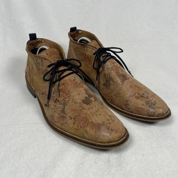 RARE Steve Madden Men Soft Leather Dress Shoe Chukka Boot Floral Ltd Blade-f‎