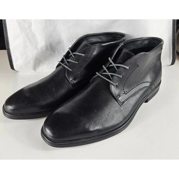 ECCO Melbourne Mens Black Leather Chukka Boots Ankle Dress Shoes Size 46 12-12.5