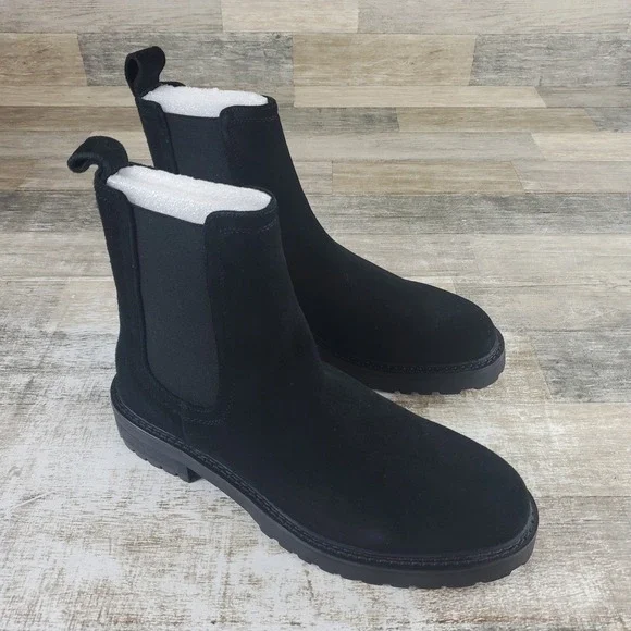 Saint Morta Chunky Men Chelsea Boot Sz 9 Black Suede Elastic Panel Slip On Ankle