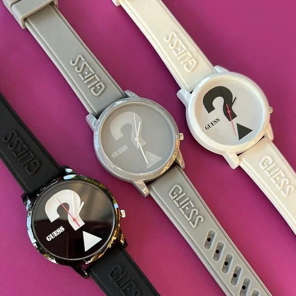Unisex GUESS Black, Gray, and White Watches Set