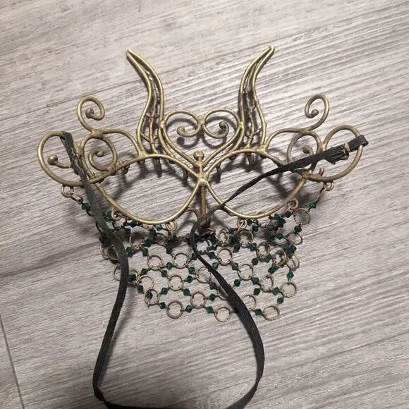 Vintage Handmade Brass Medieval Victorian Party Mask